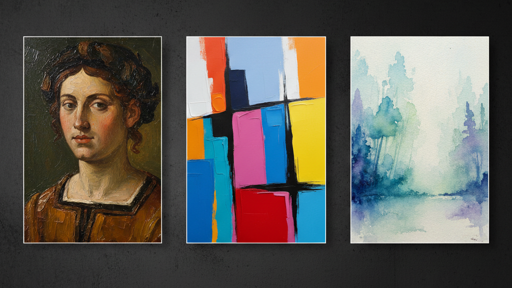 Obraz pokazujący techniki malarstwa